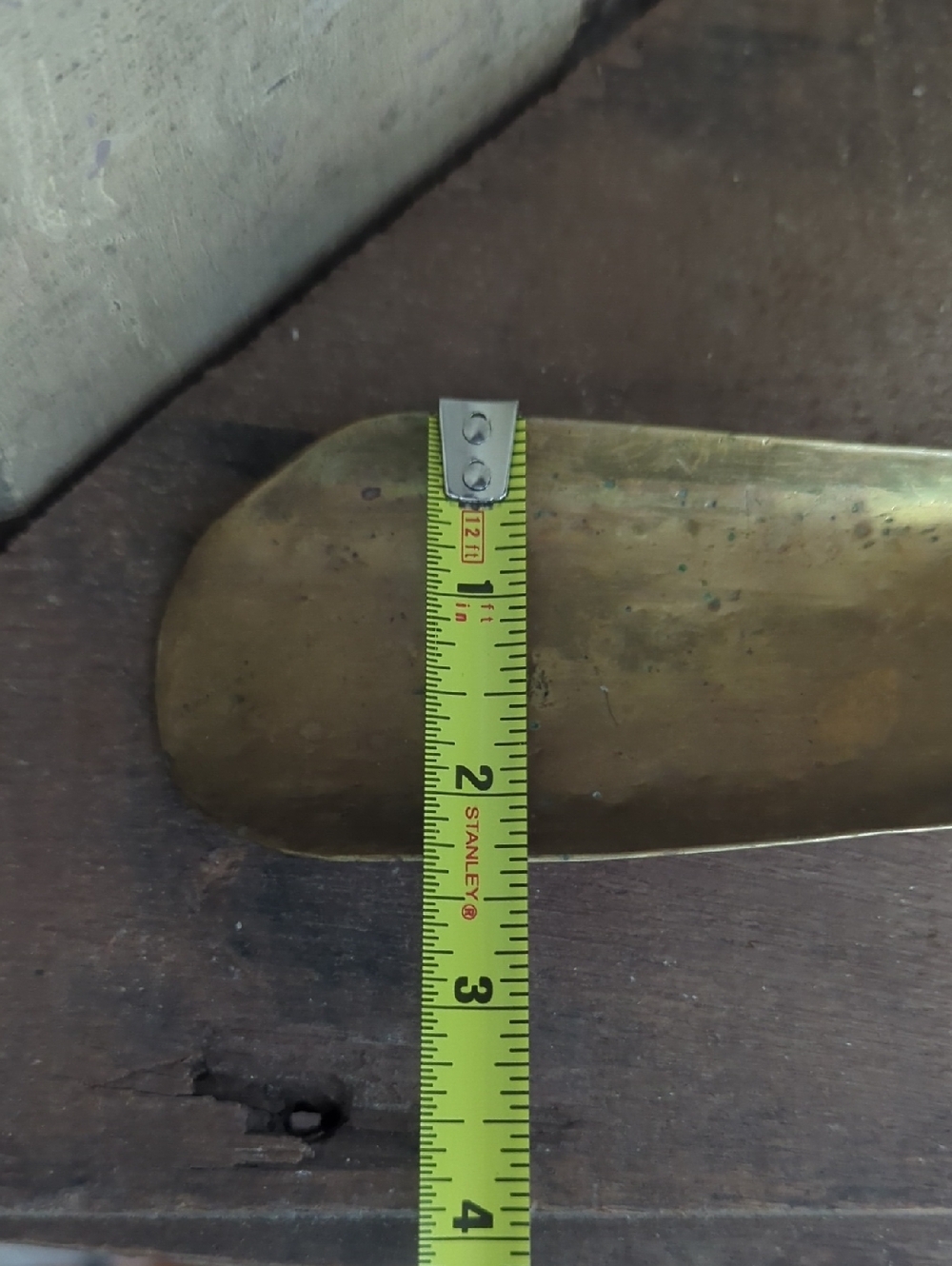 Antique Brass Shoehorn With Curved Handle and Patina 1800s Vintage - Picture 6 of 6